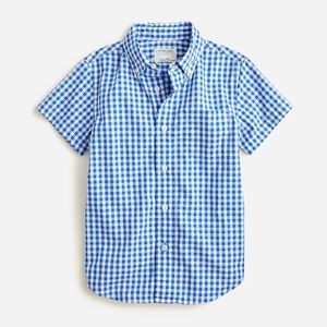 J. Crew Kids' short-sleeve stretch poplin button-down in gingham